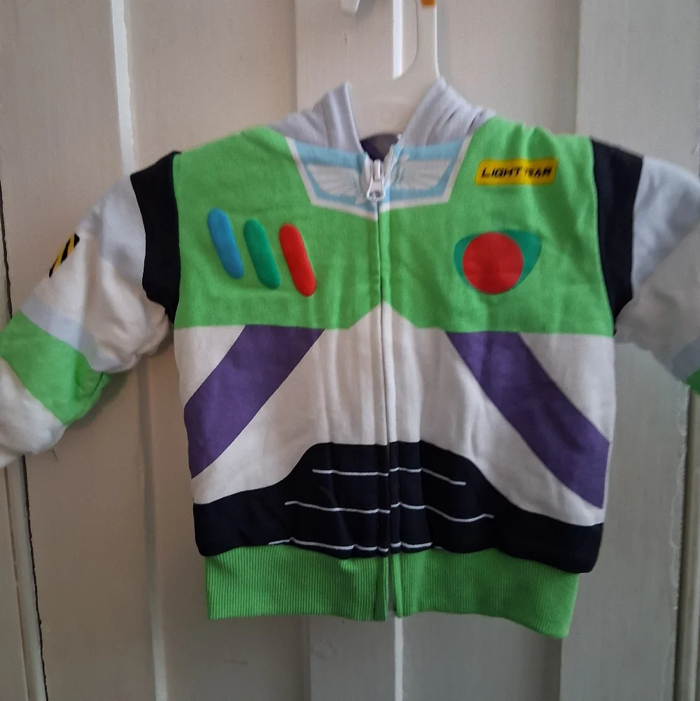 Disney Pixar TOY STORY BUZZ LIGHTYEAR Sherpa Lined Full Zip Up Hooded Jacket